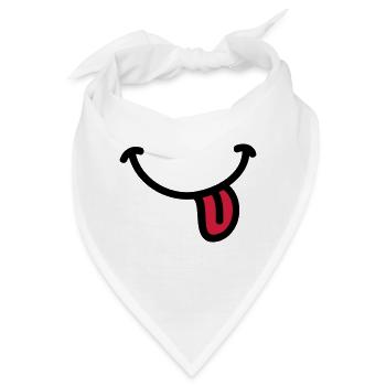 Smiley Grinsen Zunge - Bandana - Weiß - Vorne