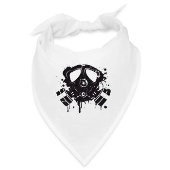 coole Gasmaske als Graffiti Stencil - Bandana - Weiß - Vorne