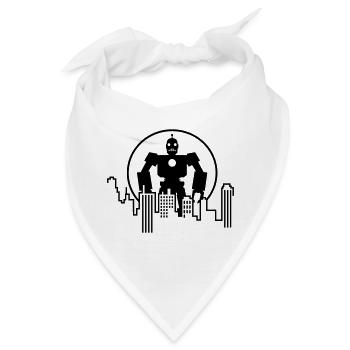 Robot Skyline – Sci-Fi Android Silhouette Shirt - Bandana - Weiß - Vorne