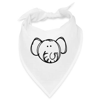 Elefant Zeichnung - Bandana - Weiß - Vorne