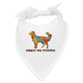 Pyrenean Shepherd Multicolor Gesicht rasiert - Bandana - Weiß - Vorne