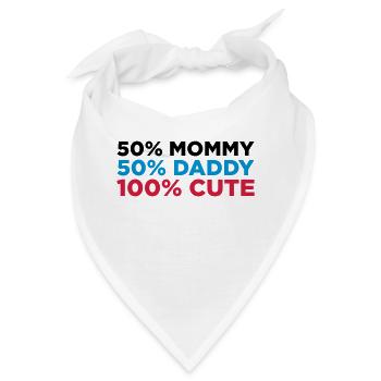 50% Mama. 50% Papa. 100% niedlich! - Bandana - Weiß - Vorne