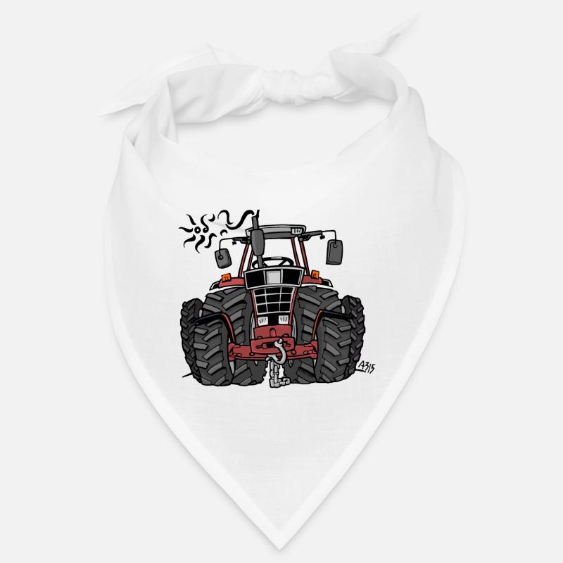 0097 Roter Traktor - Bandana - Weiß