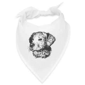 süßer Hund mit grauem, längerem Fell - Bandana - Weiß - Vorne