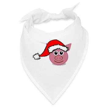 pig_face_pink_with_santa_hat_cartoon - Bandana - Weiß - Vorne