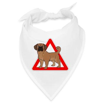 Puggle Beagle Mops Hund - Bandana - Weiß - Vorne