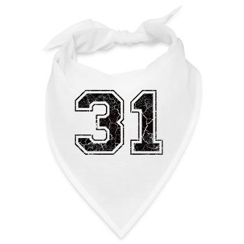 Zahl 31 im Used Look - Bandana - Weiß - Vorne