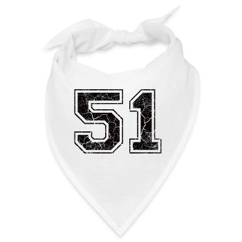 Zahl 51 im Vintage-Shabby-Chic - Bandana - Weiß - Vorne