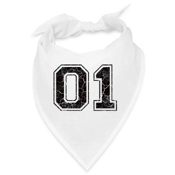 Zahl 01 im Vintage-Shabby-Chic - Bandana - Weiß - Vorne