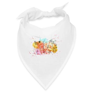 Blumen-Wiese Wasserfarben | Frühling & Sommer - Bandana - Weiß - Vorne