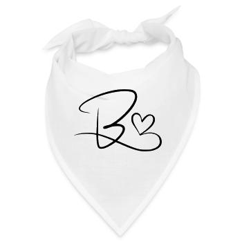 Buchstabe B Anfangsbuchstabe Name Kalligrafie Herz - Bandana - Weiß - Vorne