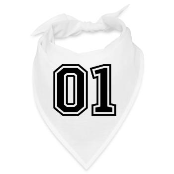 01 eins nummer zahl - Bandana - Weiß - Vorne