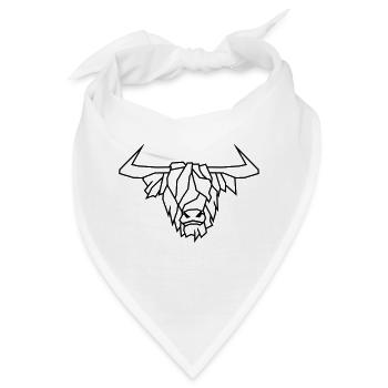 Bull Line Art Carving - Bandana - Weiß - Vorne