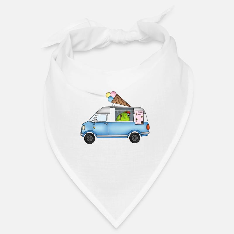 Perruche de chèvre verte dans un chariot de glace bleu Bandana