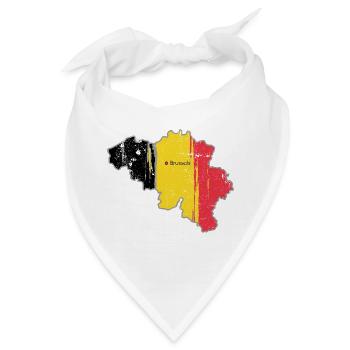 Belgische Flagge Karte von Brüssel - Bandana - Weiß - Vorne