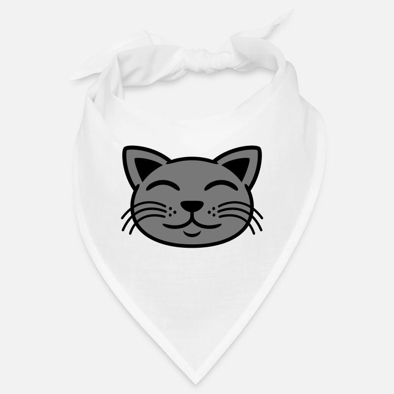 Visage de chat gris heureux Bandana