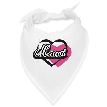 Kosename Mausi Herz - Bandana - Weiß - Vorne