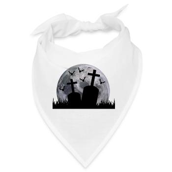 Happy Helloween Grabstein Fledermaus Mond - Bandana - Weiß - Vorne
