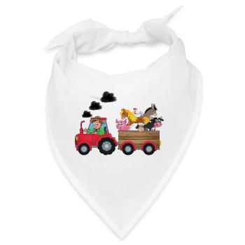 Traktor mit Tieren Babykleidung Kinderkleidung - Bandana - Weiß - Vorne