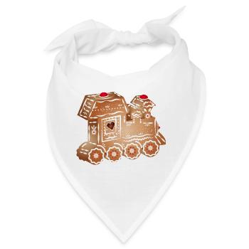 verzierte Lebkuchen Lokomotive für Weihnachten - Bandana - Weiß - Vorne