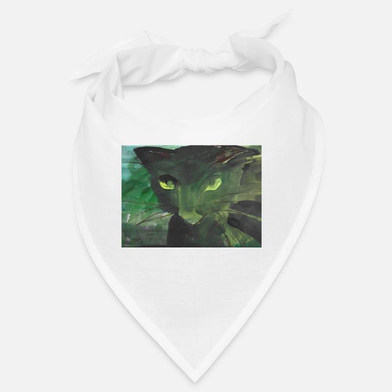 schwarze Katze - Bandana - Weiß