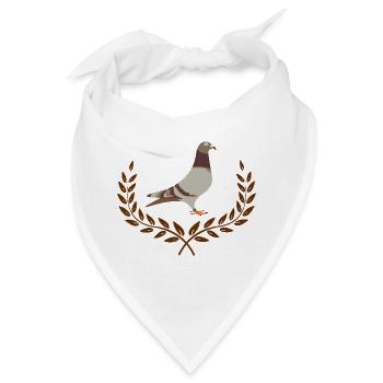 Rotbraune Brieftaube im Halblorbeerkranz-Logo - Bandana - Weiß - Vorne