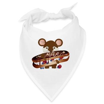 putzige Maus mit leckeren Schokolade Eclair - Bandana - Weiß - Vorne