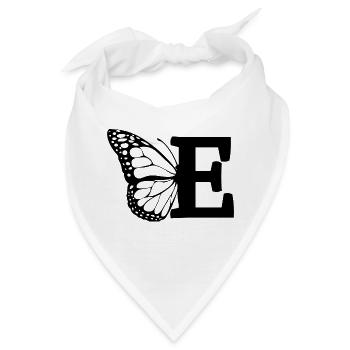 Buchstabe E Schmetterling - Bandana - Weiß - Vorne