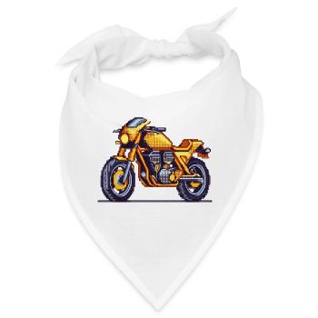16-Bit retro Motorrad im vintage Pixellook - Bandana - Weiß - Vorne