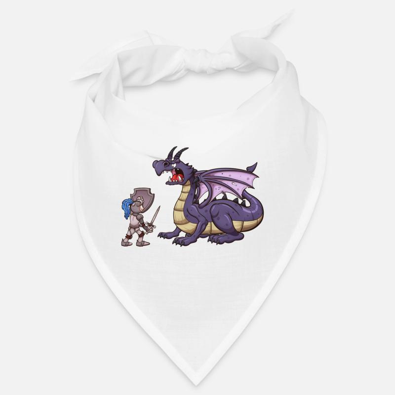 Ritter VS Drache - Bandana - Weiß