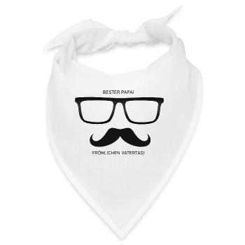 Bester Papa Brille Schnauzbart - Vatertag Geschenk - Bandana - Weiß - Vorne