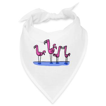 vier Flamingos - Bandana - Weiß - Vorne