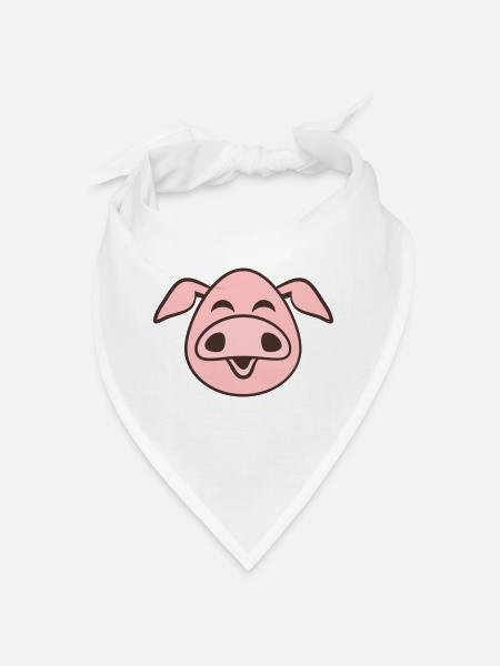 Visage De Cochon Animal Amour Petit Cochon Mignon - Bandana - blanc - Devant
