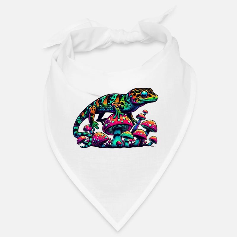 Psychedelic Gecko with Mushrooms Bandana