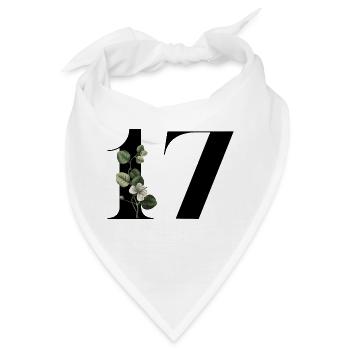 Nummer 17 Blumengrün -17. Blumengeburtstag - Bandana - Weiß - Vorne