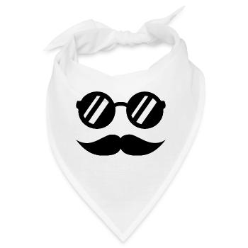 Schnurrbart - Bandana - Weiß - Vorne