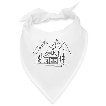 Berge mit Berghütte - Bandana - Weiß - Vorne