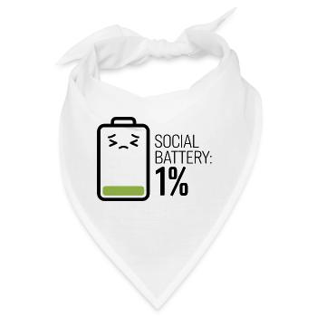 Soziale Batterie: 1% - Bandana - Weiß - Vorne