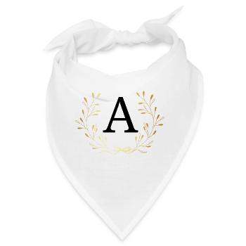 Buchstabe mit goldener Krone - Bandana - Weiß - Vorne