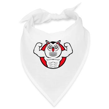 Eule Bodybuilder Muskeln Bizeps Posen Gym Rat Cool - Bandana - Weiß - Vorne