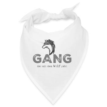 Wolfgang. Starkes Wolfmotive mit Schriftug - Bandana - Weiß - Vorne
