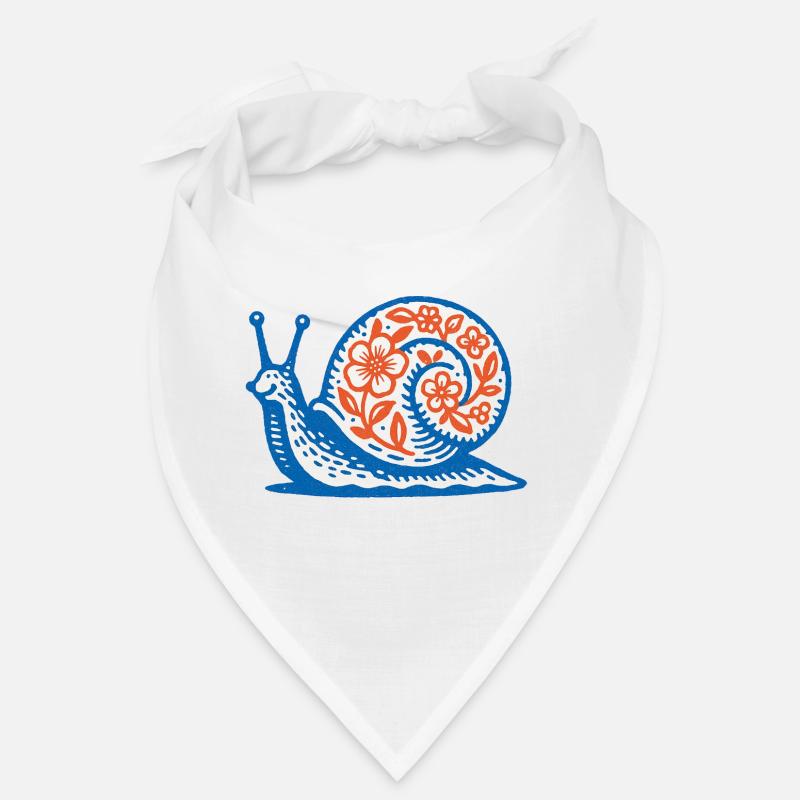 Escargot rétro bleu et rouge - Bandana - blanc