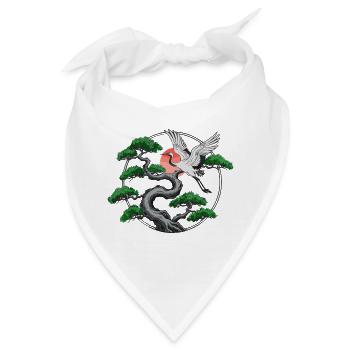 Kraniche & verdrehte Kiefer - Bandana - Weiß - Vorne
