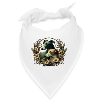 Hunde & Blumen Art Nouveau Grafik b - Bandana - Weiß - Vorne