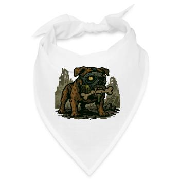 Gasmaske Bulldogge in Ruinenstadt - Bandana - Weiß - Vorne