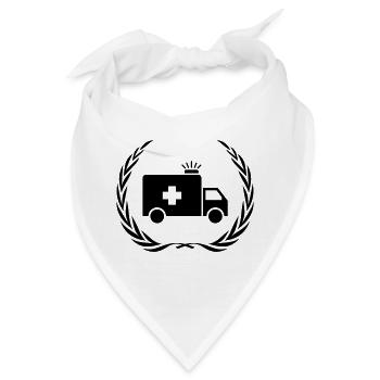 Krankenwagen Ambulance Kranz - Bandana - Weiß - Vorne