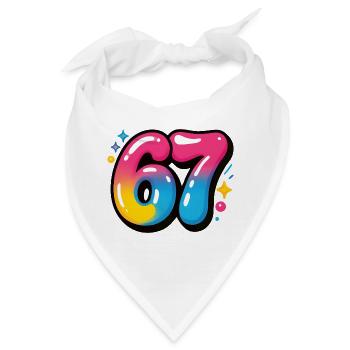 67 bunt sechs sieben bunte Luftballons - Bandana - Weiß - Vorne
