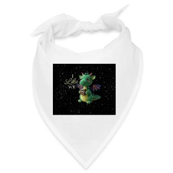 Kuscheldrache mit Schatzbeutel - Bandana - Weiß - Vorne