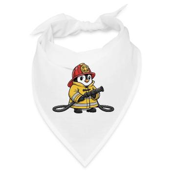 Süßer Pinguin Feuerwehr Retter Cartoon Helfer Held - Bandana - Weiß - Vorne
