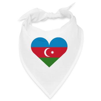Herzflagge Aserbaidschans - Bandana - Weiß - Vorne